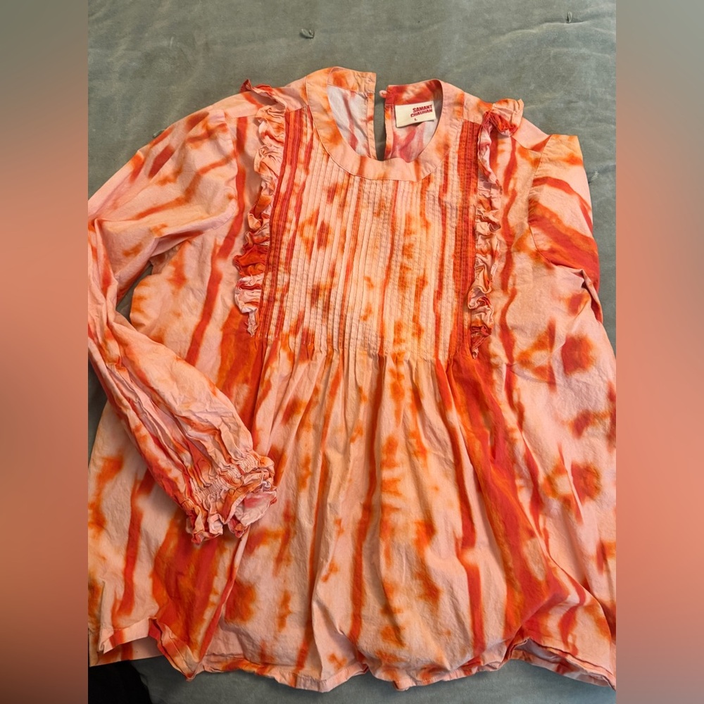 Women's Orange Tie-Dye Top
